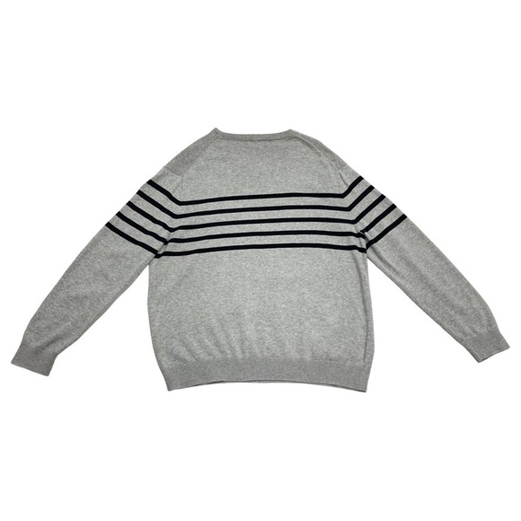 Nautica striped knited Sweater v neck grey blue size L sailor sail long sleeves - Picture 3 of 10